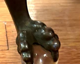 Antique wood 15” Rnd x 19.5”h Piano Stopl with Clawfoot, Glass ball feet $50