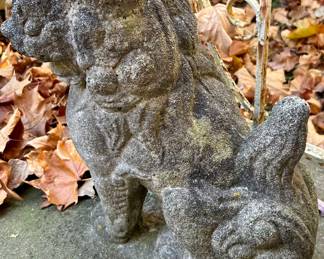 Cement Foo Dog  15w x 8”d x 17”h
2 available at $45 ea