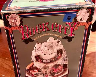Vintage Enesco Christmas Delux action musical Rock City in original box $50