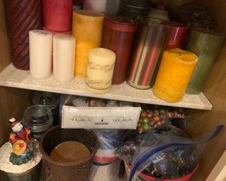 so many candles - pillars, tapers, votives etc.