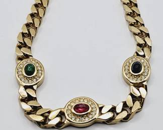 Christian Dior Rhinestone & Gold Plated Necklace