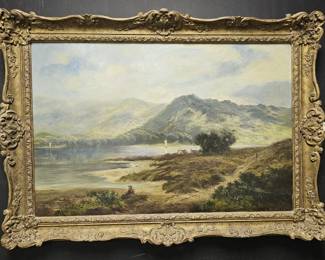 J Barnes Signed Mountain Landscape Painting