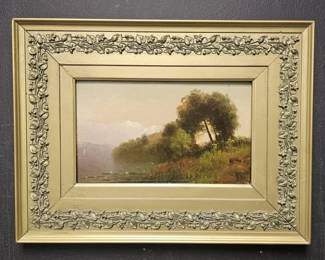 Antique English Pastoral Scene Oil Painting