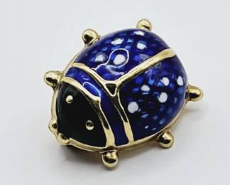 14K Yellow Gold Enamel Lady Bug Brooch