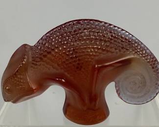 Lalique Glass Chameleon Lizard Figurine