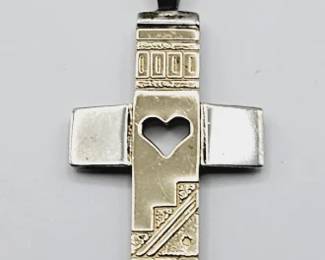 Carolyn Pollack 14K & .925 Heart Punched Cross