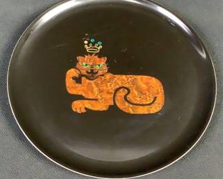 Vintage Couroc Lion Cat Tray