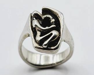 Gerald Stinn Vintage  Modernist Sterling Ring