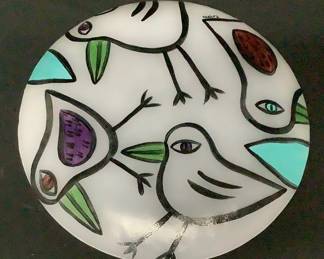 Signed Kosta Boda Birds Platter Ulrica