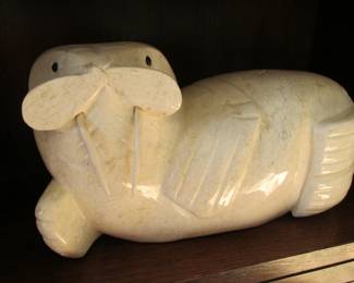 Alaskan artisan carved marble walrus