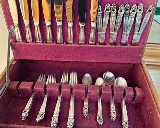 Royal Danish International Sterling Silver flatware in vintage wooden box