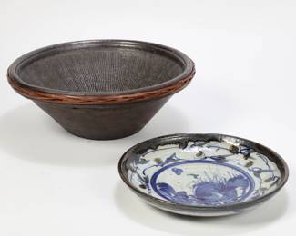 Two Asian stoneware articles