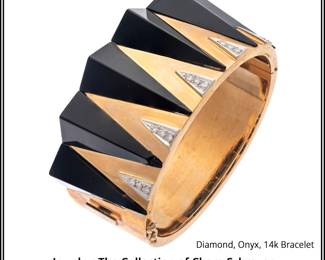 Diamond, Onyx, 14k Yellow Gold Bracelet