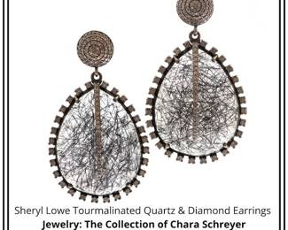 Sheryl Lowe Tourmalinated Quartz Diamond Earrings