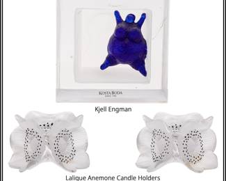 Kjell Engman and Lalique Anemone Candle Holders