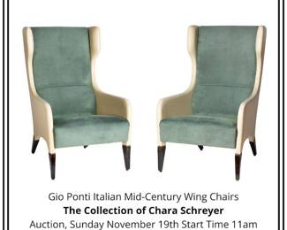 Gio Ponti Italian MidCentury Wing Chairs