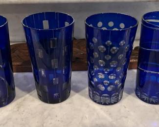 4 Cobalt glasses