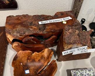 Gorgeous burl boxes and bowl