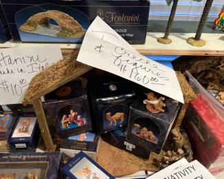 Fontanini Christmas Nativity items. Half of retail. In boxes. One 16 piece nativity with creche.