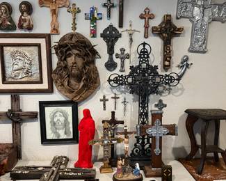 Religious Icons, crosses, Burlap Jesus