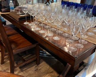 Lovely dining table. Lots of glassware