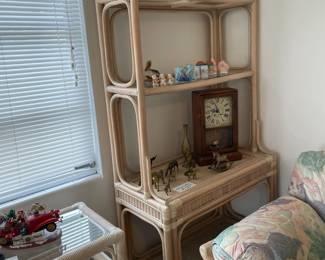 Bamboo Rattan  Bakers Rack & matching sofa bed never  used & side serving table all matching
