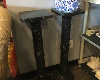 carved black marble plant stands