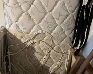 Twin size white iron bed & mattress set