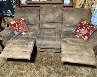 Micro-suede dual reclining sofa