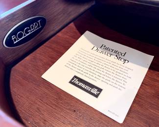 Thomasville Bogart Leather Wrapped Silver Top Accent Table