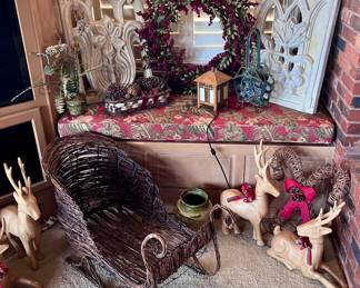 Wicker Sleigh, Reindeer, and Décor 