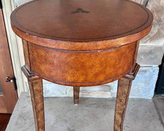 Leather Wrapped Accent Table