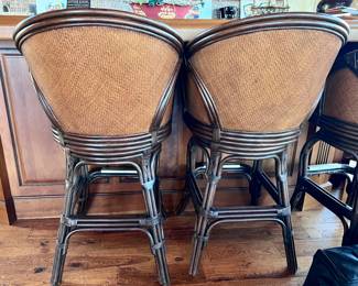 6 Rattan Swivel Barstools 