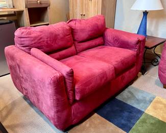 Red Microfiber Loveseat