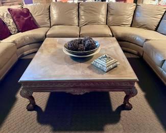 Leather Sectional Sofa and Coffee Table