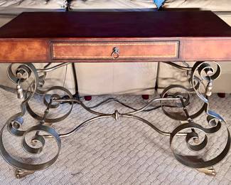 Leather Wrapped Iron Base Table