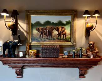 Oil Painting, Elephants, Monkeys and Décor 