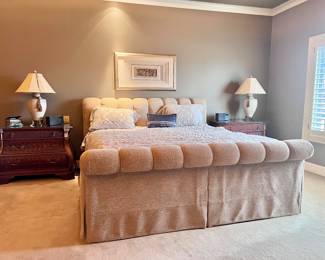 King Bed, Table Lamps, Art and 2 Bombay Style Nightstands