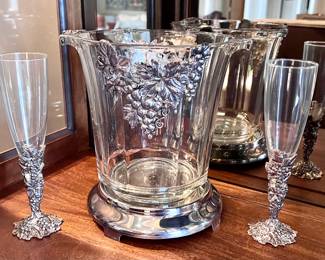 Arthur Court Ice Bucket and Stemware