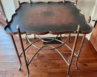 Gorgeous Faux Bois Gilded iron Branch Form Base Table Accent