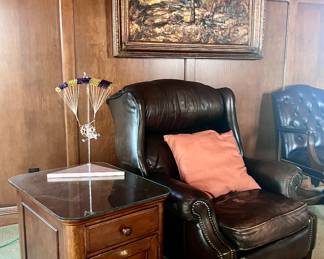 Leather recliner, and End Table