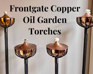 Frontgate Copper Freestanding Oil Garden Torches