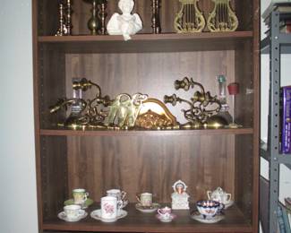 brass ware, antique china cups