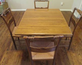 oak drop leaf table and 4 hitchcock style tole chairs