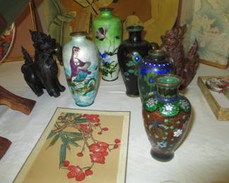 Japanese Meiji era ginbari, cloisonne vases
