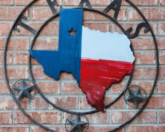 Circle Metal Texas Sign 