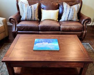 Leather Sofa & Coffee Table 
