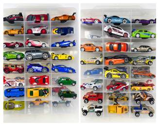 Double Sided Container of Collectible Matchbox Vehicles