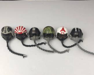 Six Miniature Metal Replica Fighter Pilot Helmets
