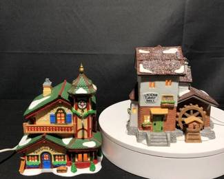 2 Dept 56 Alpine Village Pieces Stoder Grist Mill and Spielzeug Laden